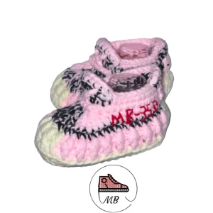 Knitted Shoes For Baby - White And Pink YZY By MumyBuddy